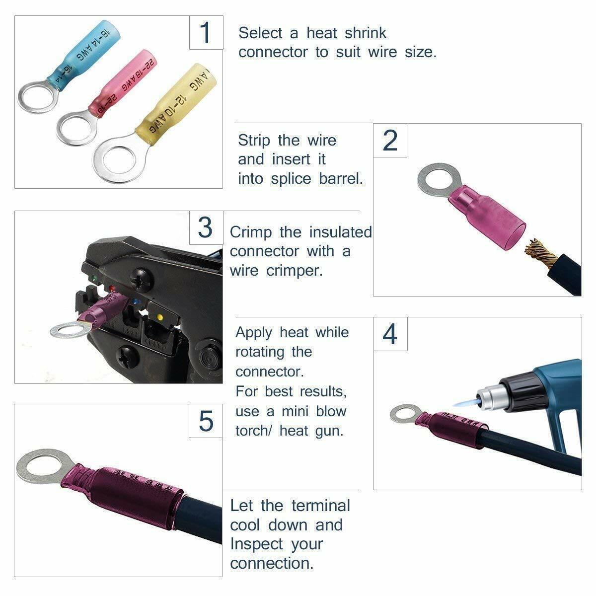 240pcs/Set Heat Shrink Marine Automotive Terminals Waterproof Wire Connectors