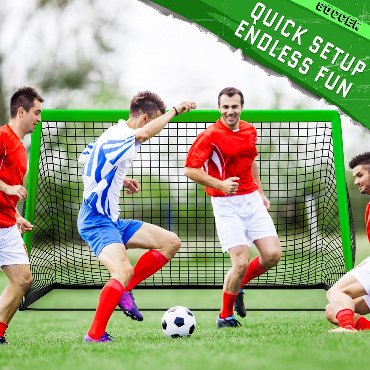 KTRIO 6x4 ft Soccer Goal for Backyard, Portable Soccer Net, Large Foldable Socce