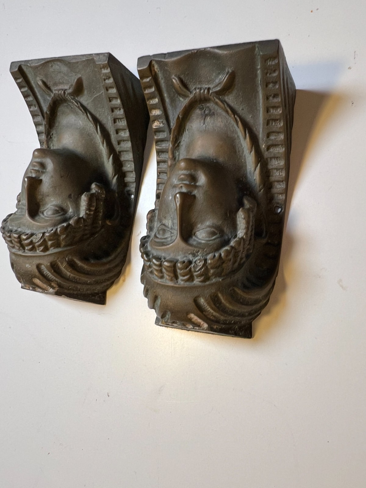 2: Antique Cast Brass Egyptian Revival Furniture Mounts Architectural Appliques