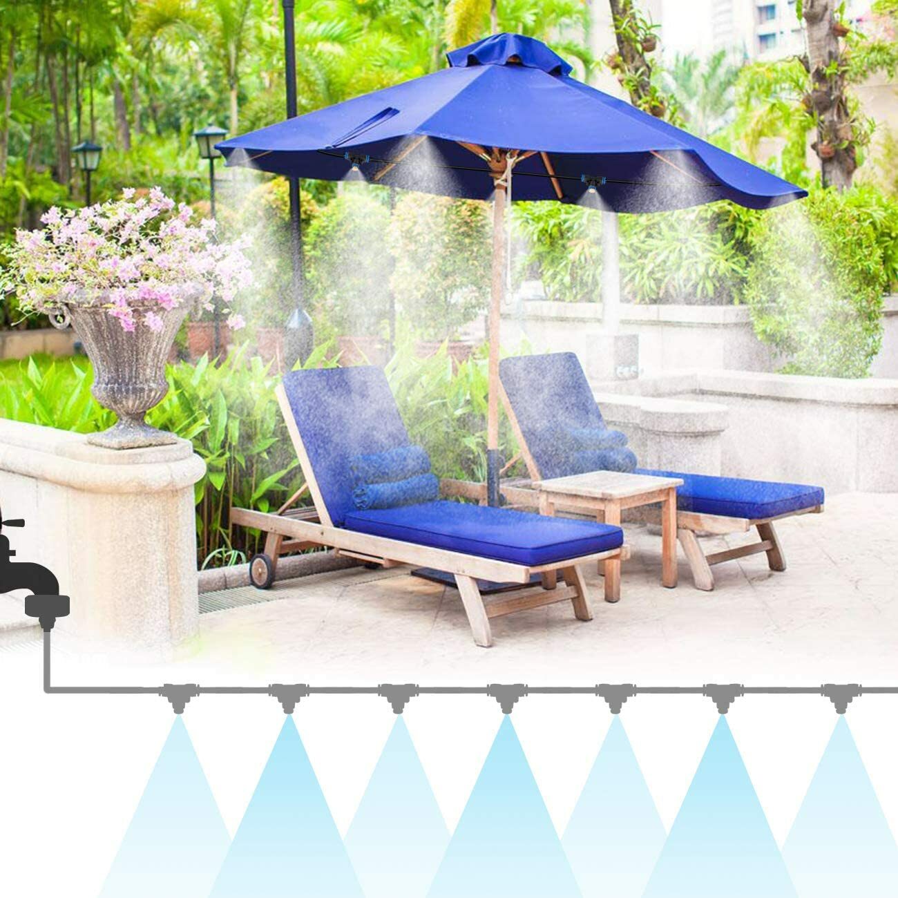 20Ft Misting Cooling System Patio Garden Mister Nozzle Irrigation Water Outdoor