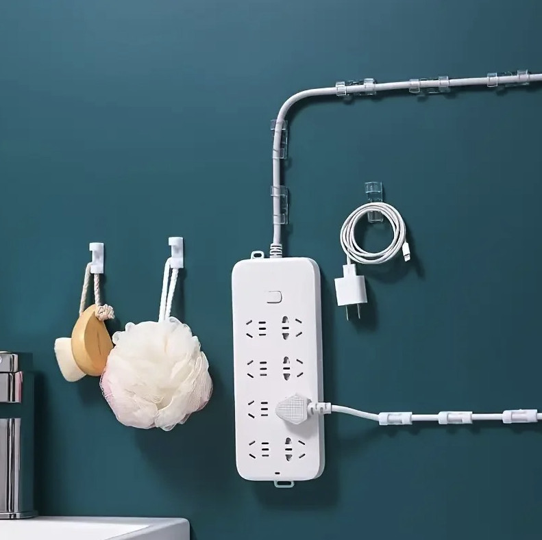 30pcs Clear Plastic Cable Clips Transparent Adhesive Wire Organizer Holders