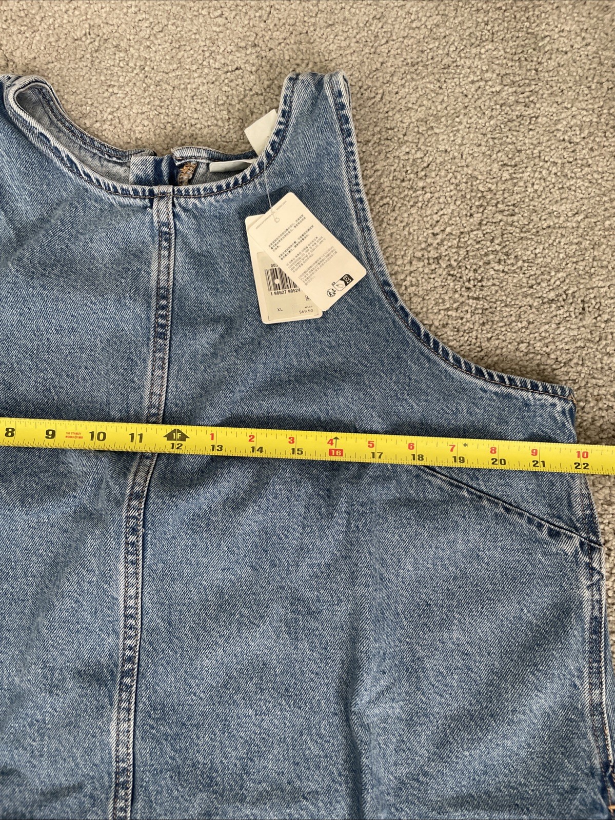 Levi's A Line Sz XL Denim Sleeveless Mini Length Shift Dress 90 Vintage Inspired