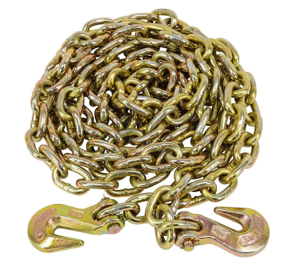 (2 Pack) 3/8"x16' Grade 70 Transport Chain MADE IN USA! With G70 Grab hooks