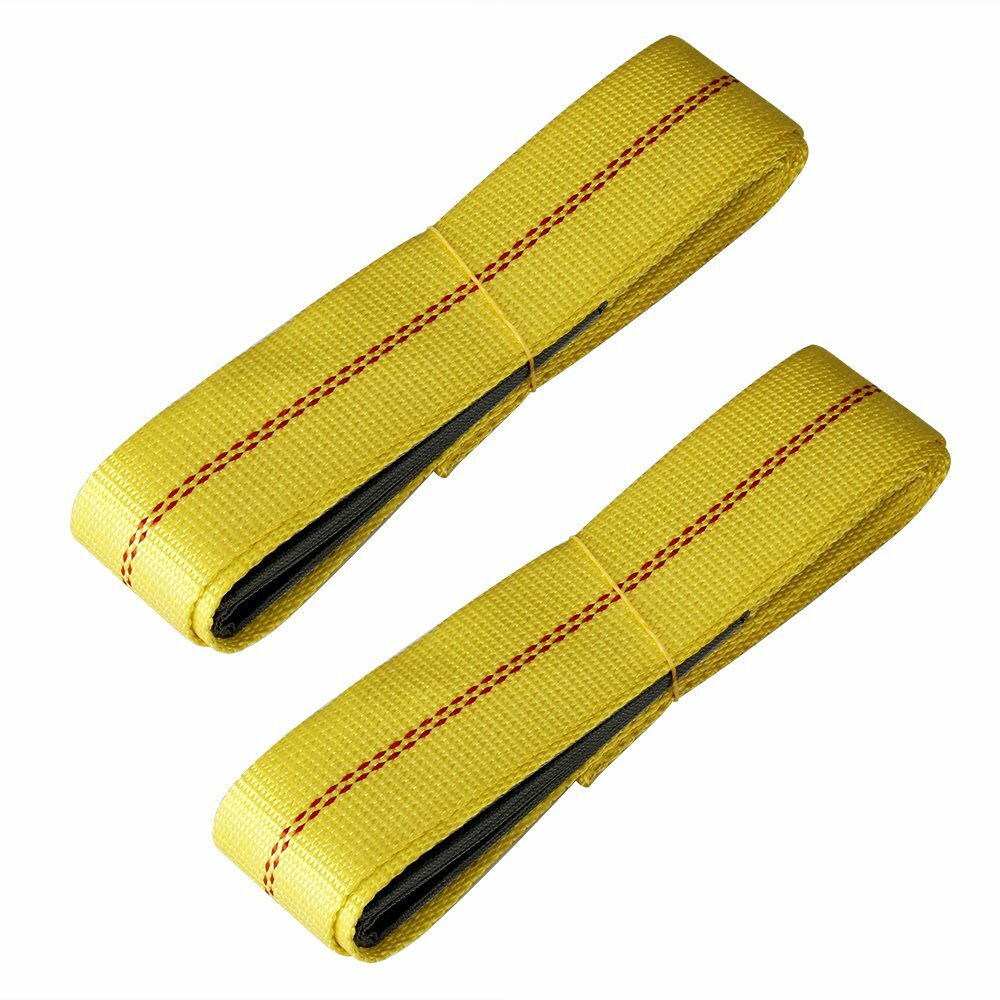 2Pack 6ft x 2in Lifting Sling Straps with Heavy Duty Flat Loops 10000LBS Nylon