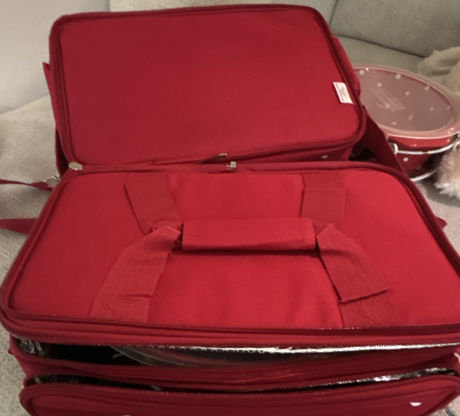 Temp-tations Presentable Ovenware Red Polka Dot Pans, Lids, Racks, Carrier