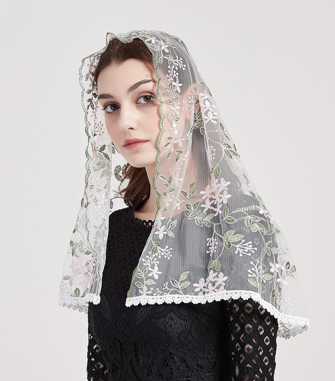 Embroidery Mantilla Lace Chapel Veils Catholic Church Veils for Women Y015