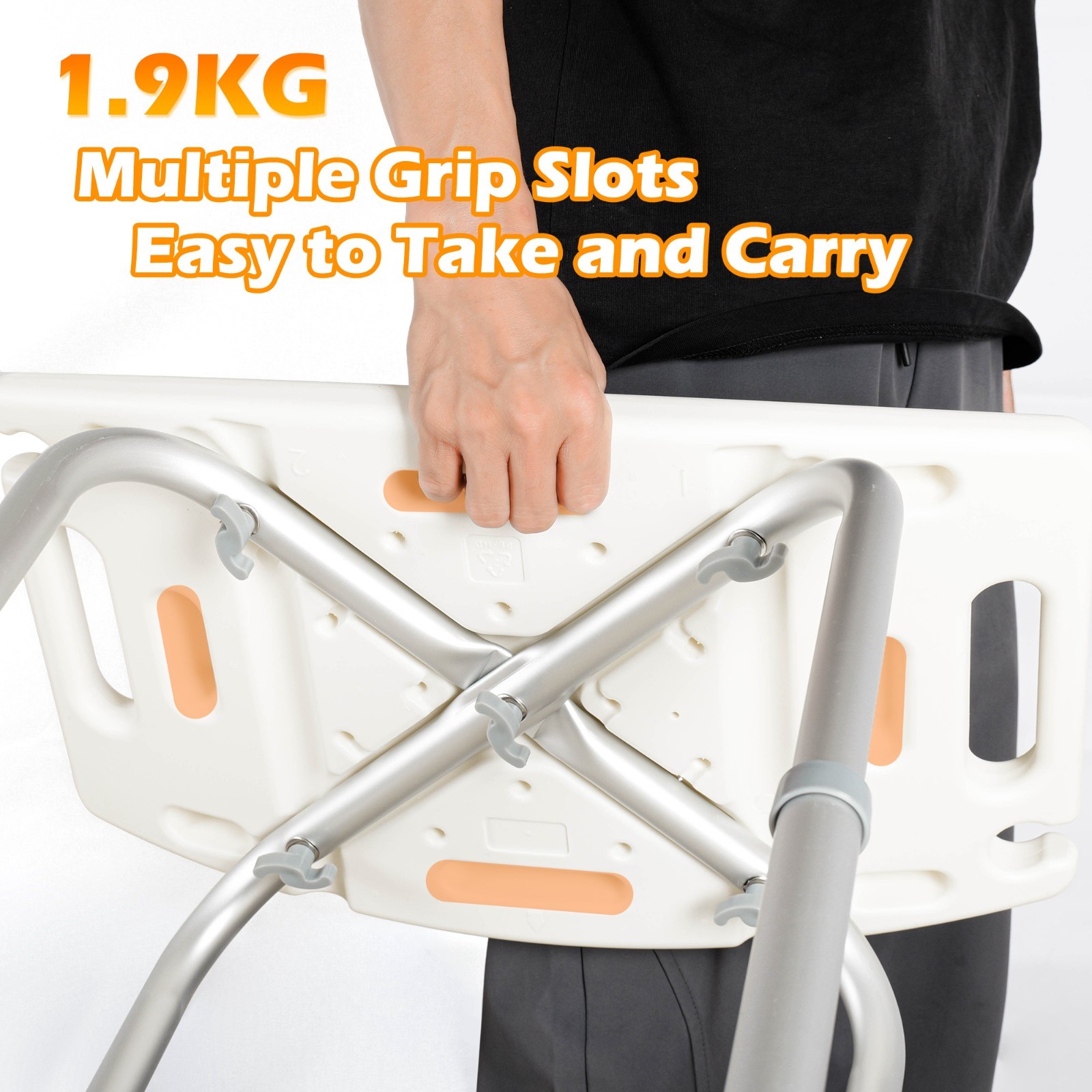 Adjustable Anti-Slip Shower Stool for Seniors, Armless Seat