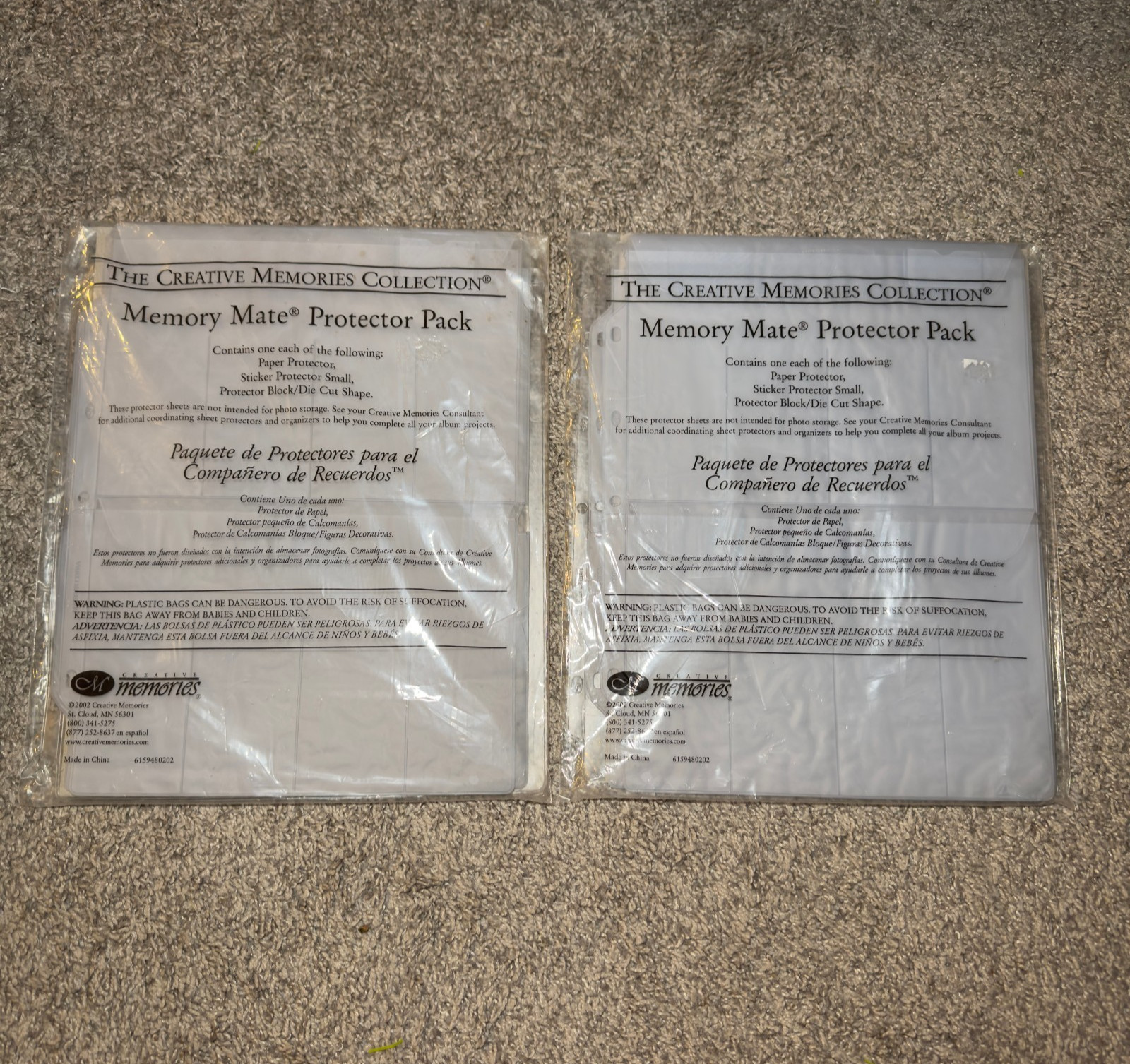 Creative Memories Memory Mate Protector Packs Set of 2 Scrapbooking NEW SEALED