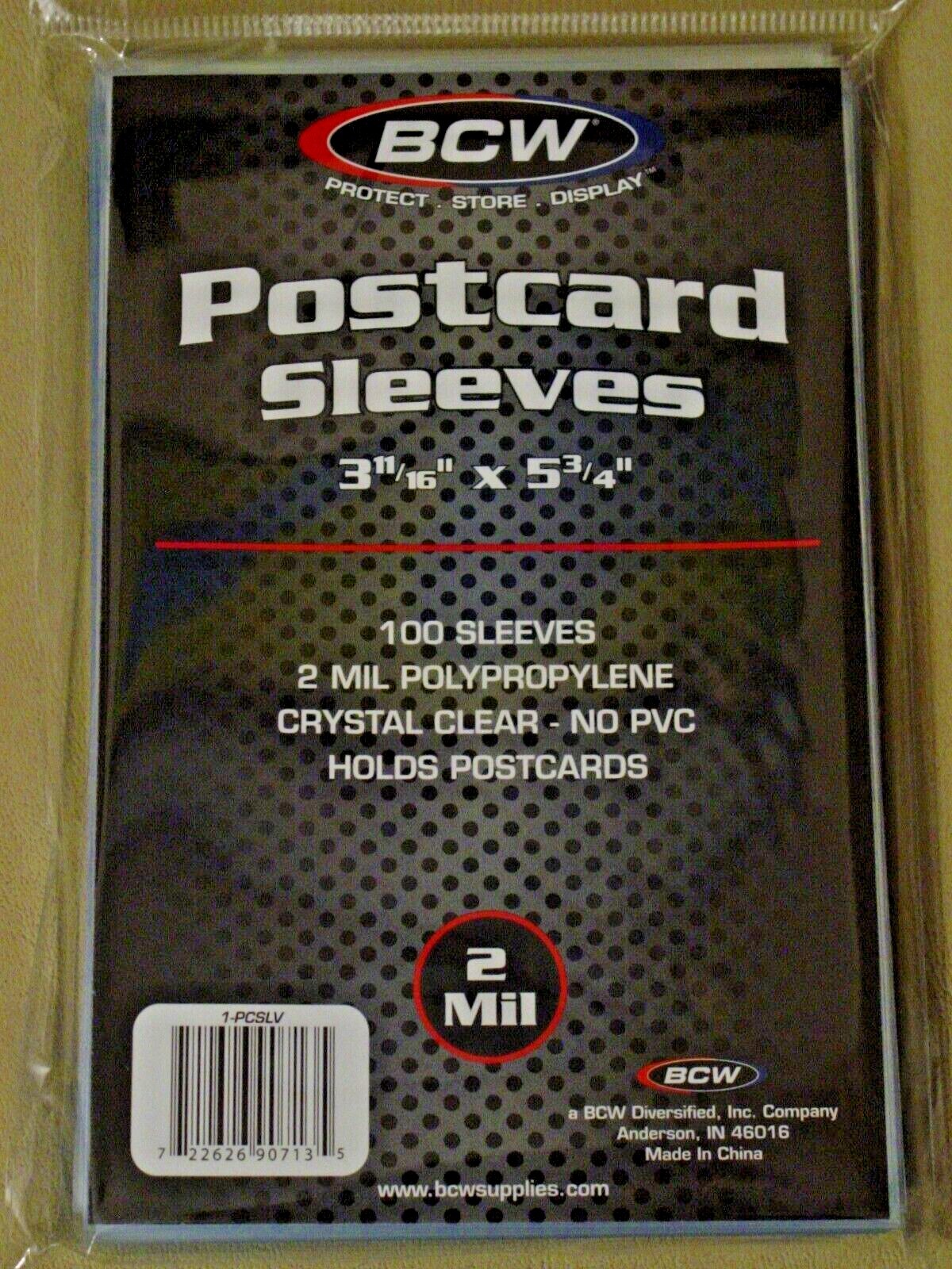 1000 BCW POSTCARD SLEEVES Archival Safe Bags 10 Pack@100 Acid Free Polypropylene