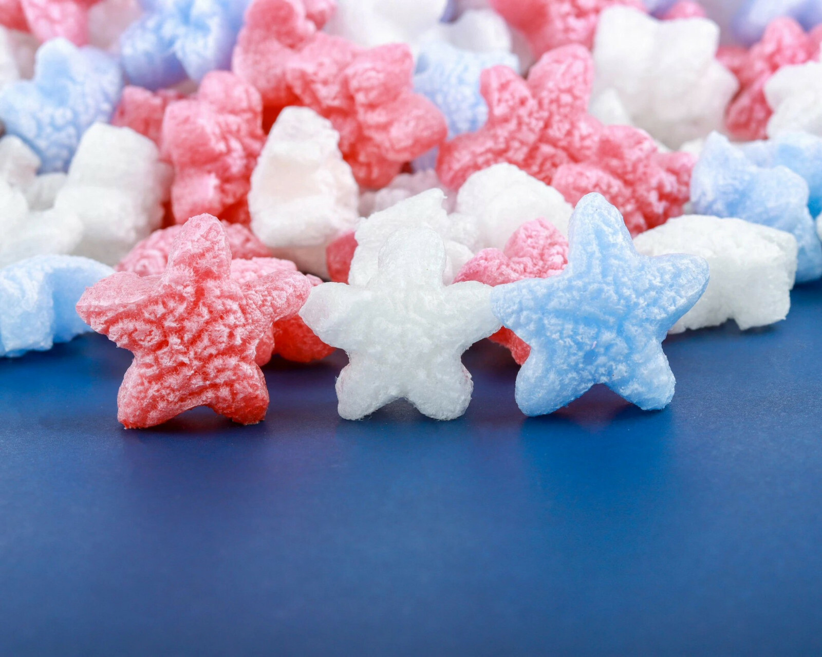 FunPak Packing Peanuts Red White Blue Stars 1.5 cu ft Compostable Biodegradable