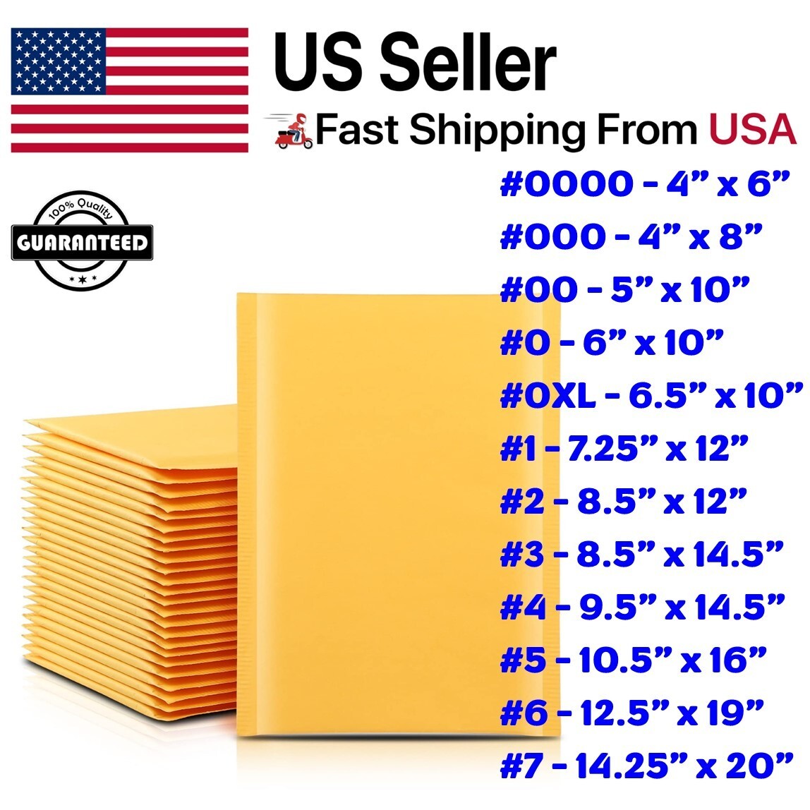Kraft Bubble Mailers Padded Envelope Shipping Bags Seal Any Size 50/100/200/500