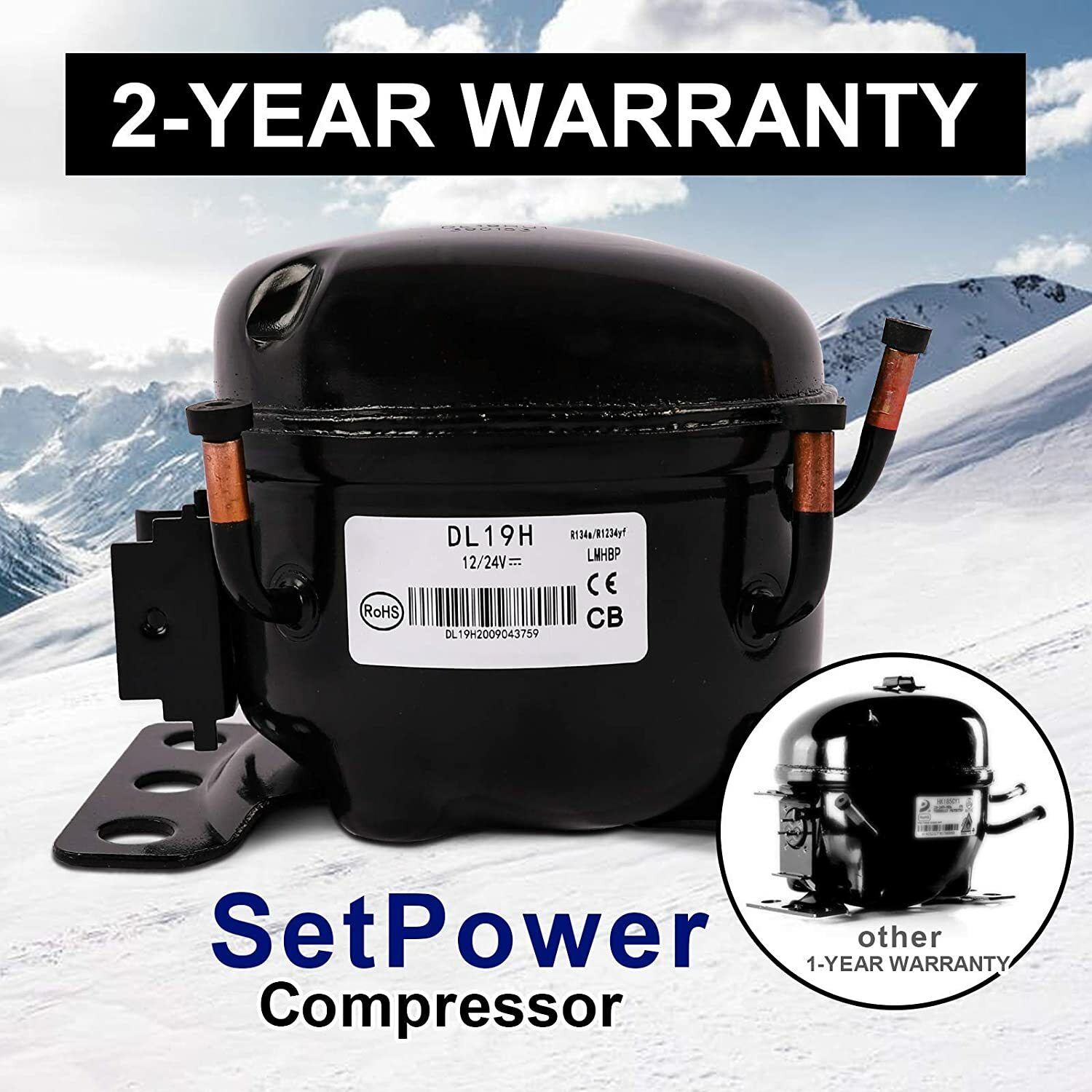 SetPower 31/42/53QT Truck Refrigerator 12V Portable Fridge Freezer With Slide