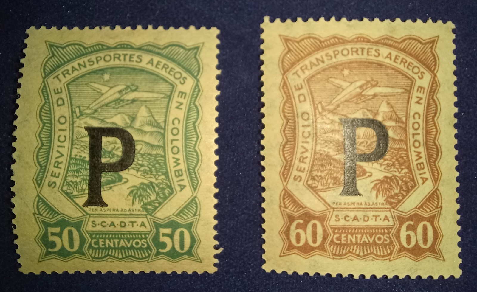 COLOMBIA 1923 AIRMAIL SCADTA - PANAMA P Ovpts - Sc#'s CLP56,57,59,60,61,62,63,64