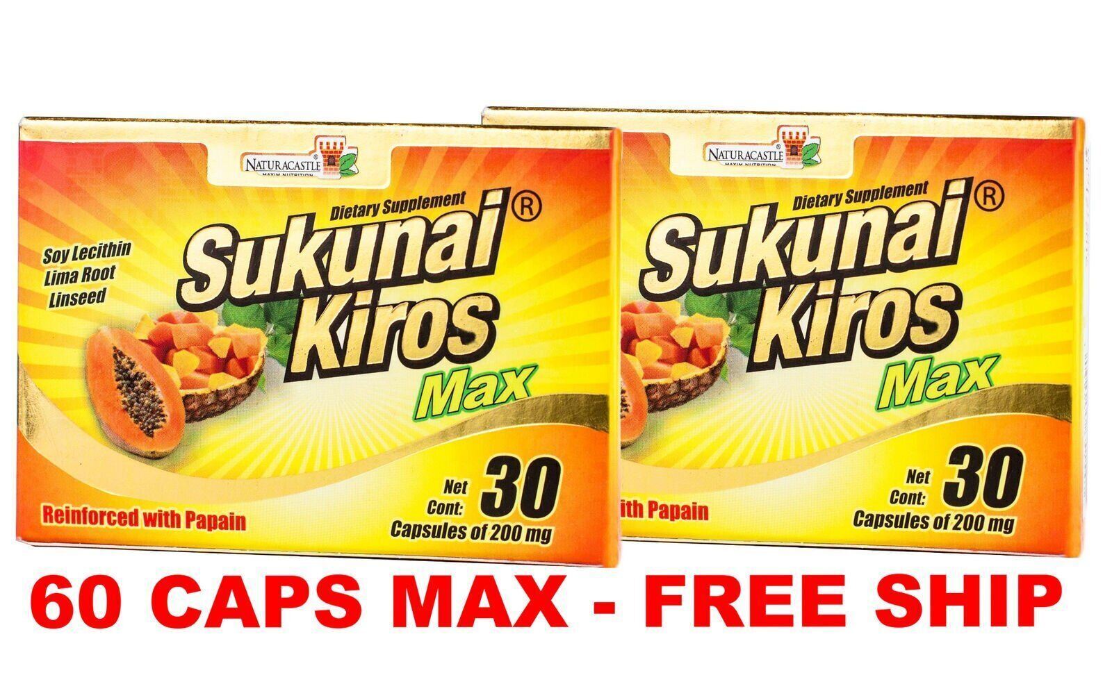 2 PACK Sukunai Kiros MAX 60 CAPS Original Con Mango Africano Bromelina- 60 DAY