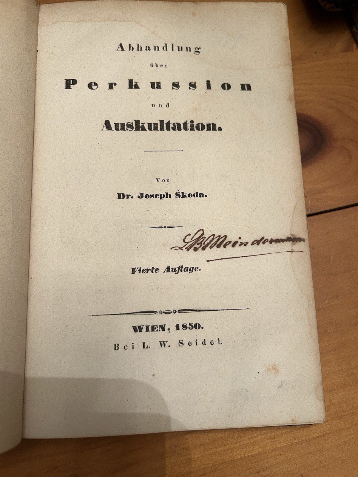 Study of Percussion and Auscultation by Dr Joseph Skoda Hardc Written In GERMAN