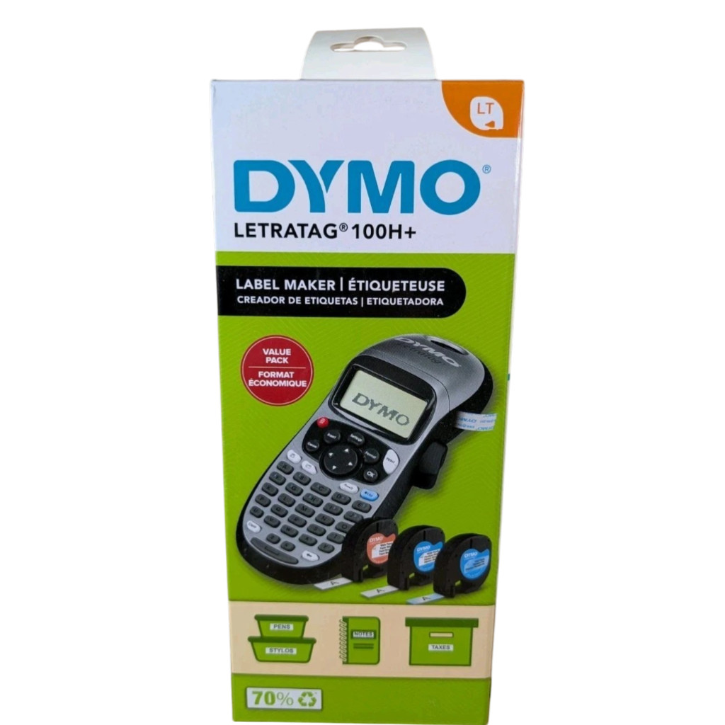 Dymo Handheld Label Maker (LetraTag 100H+ Plus) Value Pack with 3 Labeling Tapes