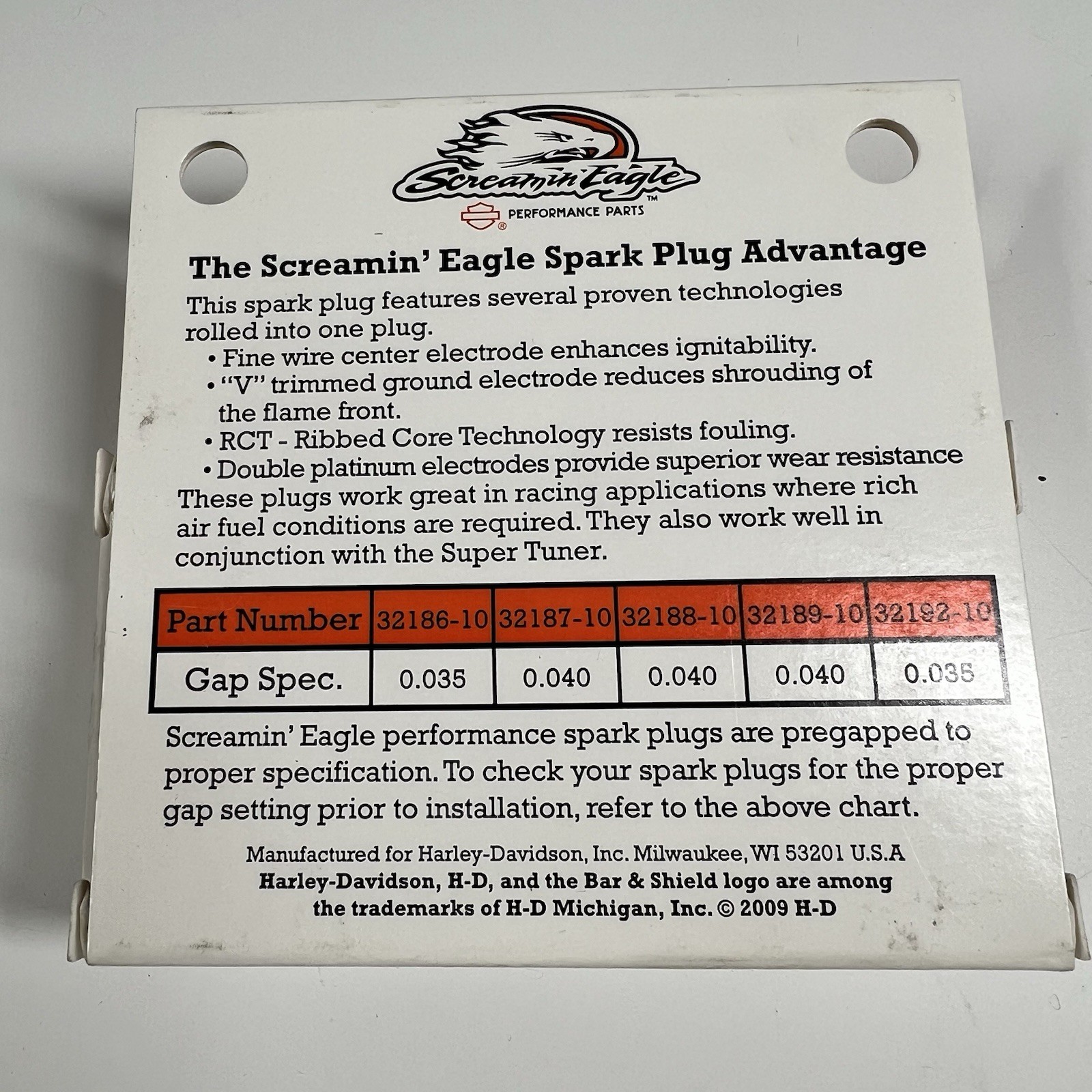Harley Davidson Screamin Eagle Performance Spark Plugs Pair OEM Genuine 32187-10
