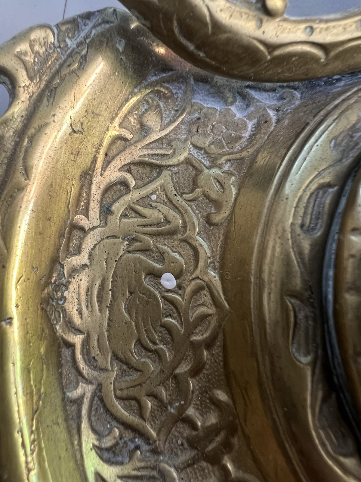 Vintage Gilded Cast Brass Art Nouveau Elephants Ornate Double Inkwell