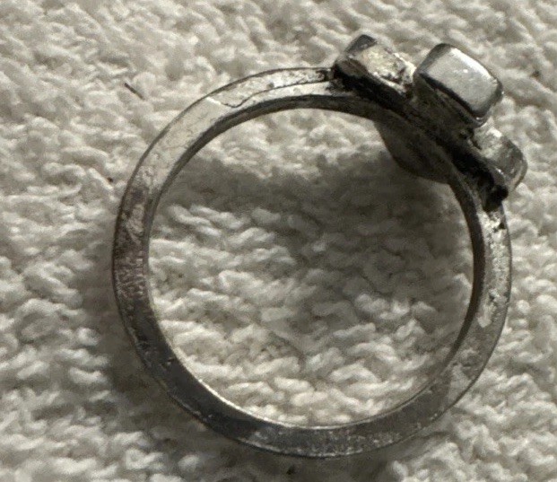 6 3/4 size,Sterling Silver hippie Mushroom Ring, Handmade Silver Toadstool vtg