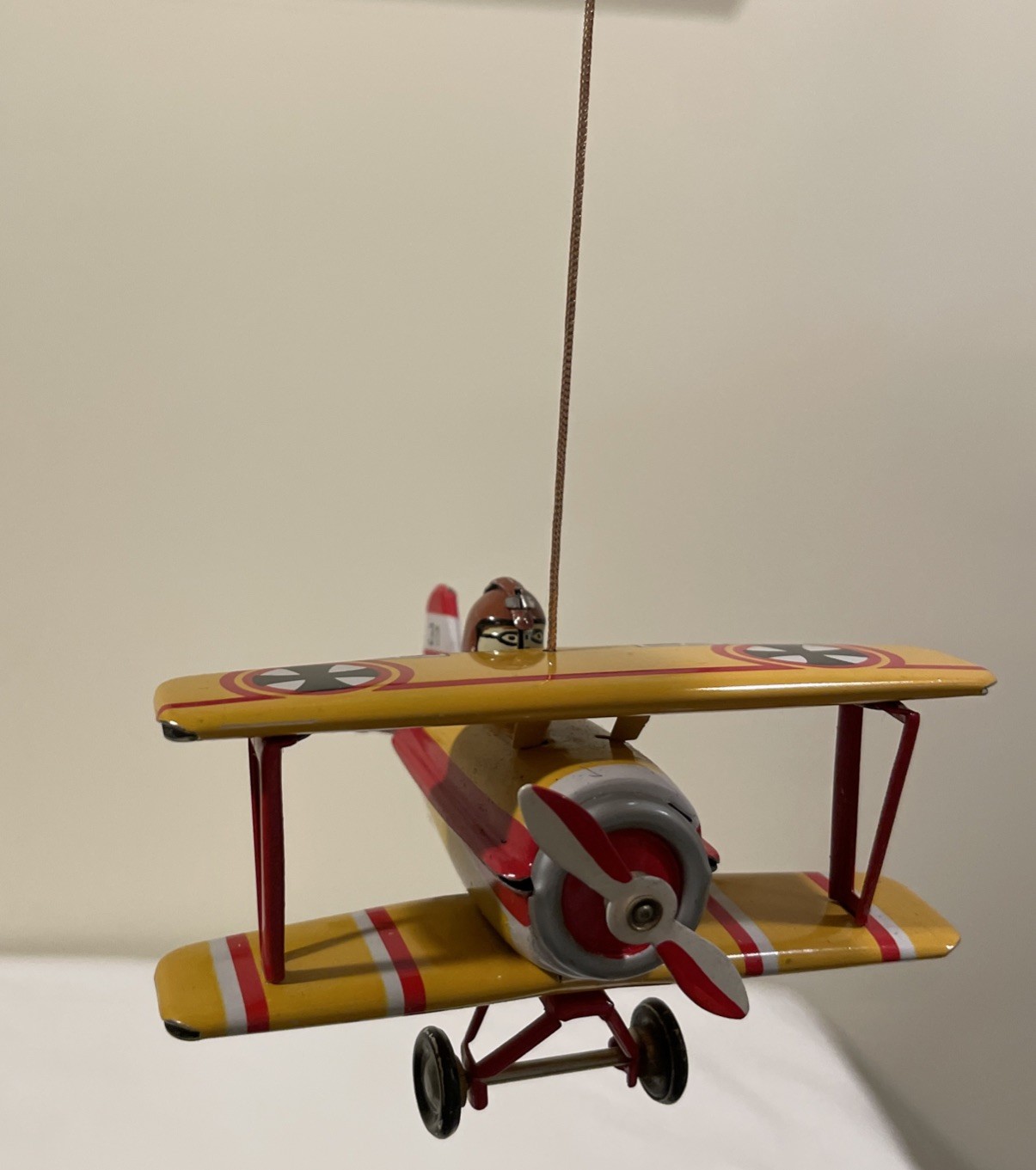 Schylling Bi-Plane Tin Toy Christmas Ornament Collector Series 3.5in