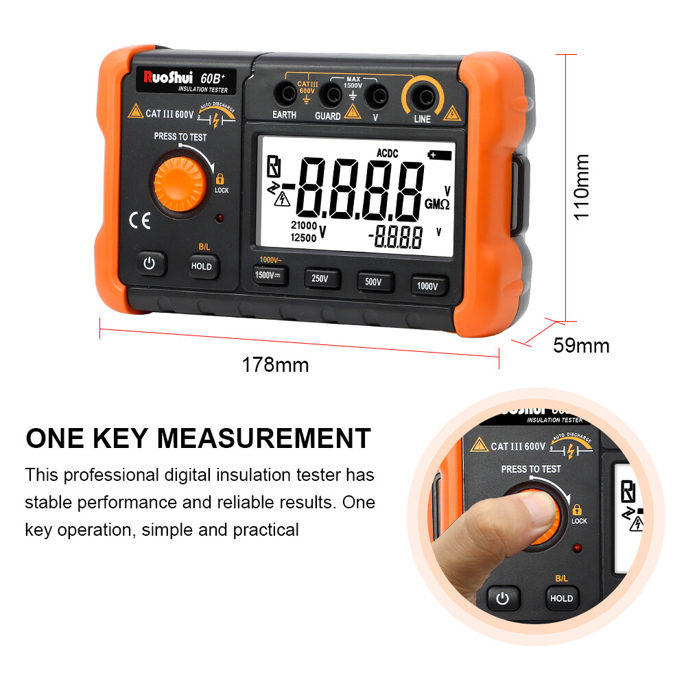 Megger Digital Earth Ground Insulation Resistance Tester Voltmeter