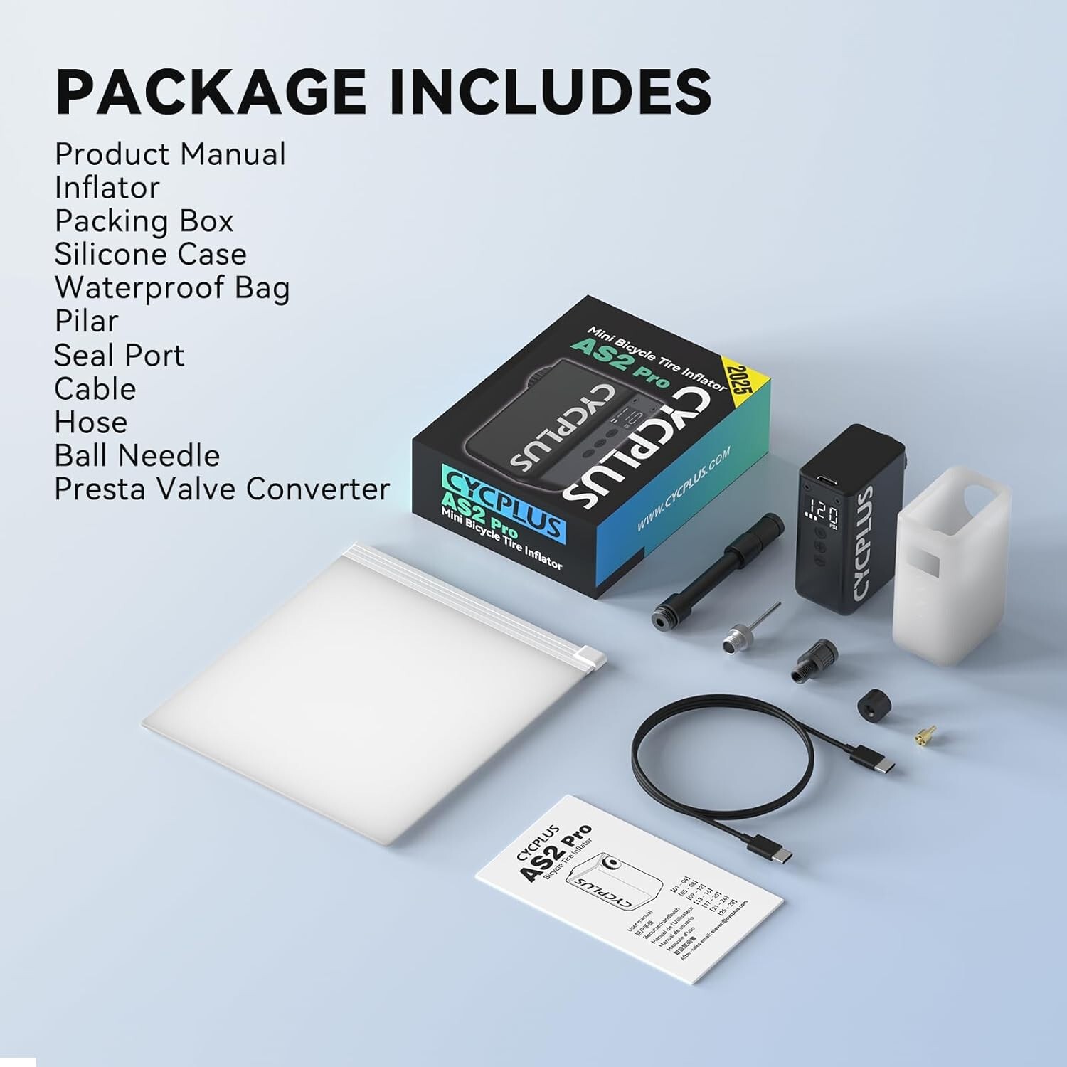 CYCPLUS AS2 Pro 120PSI Mini Bike Pump with Gauge - 2025 Updated Version