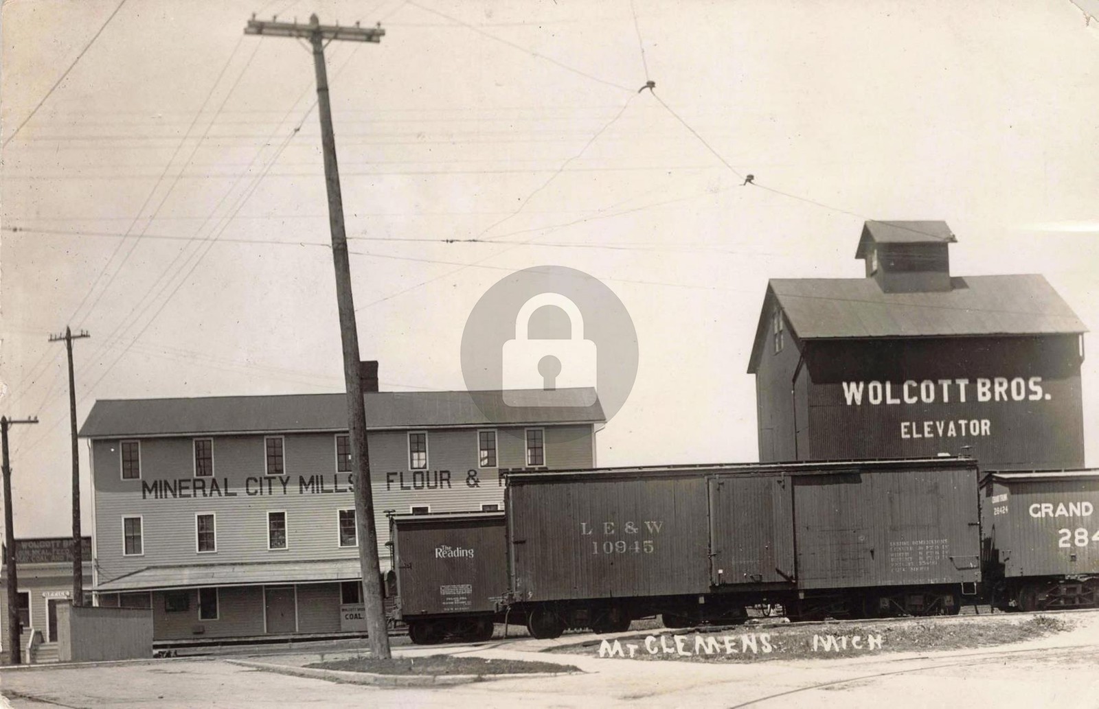 Railroad Scene, Mt Clemens MI Michigan 1908 RPPC Photo Postcard COPY
