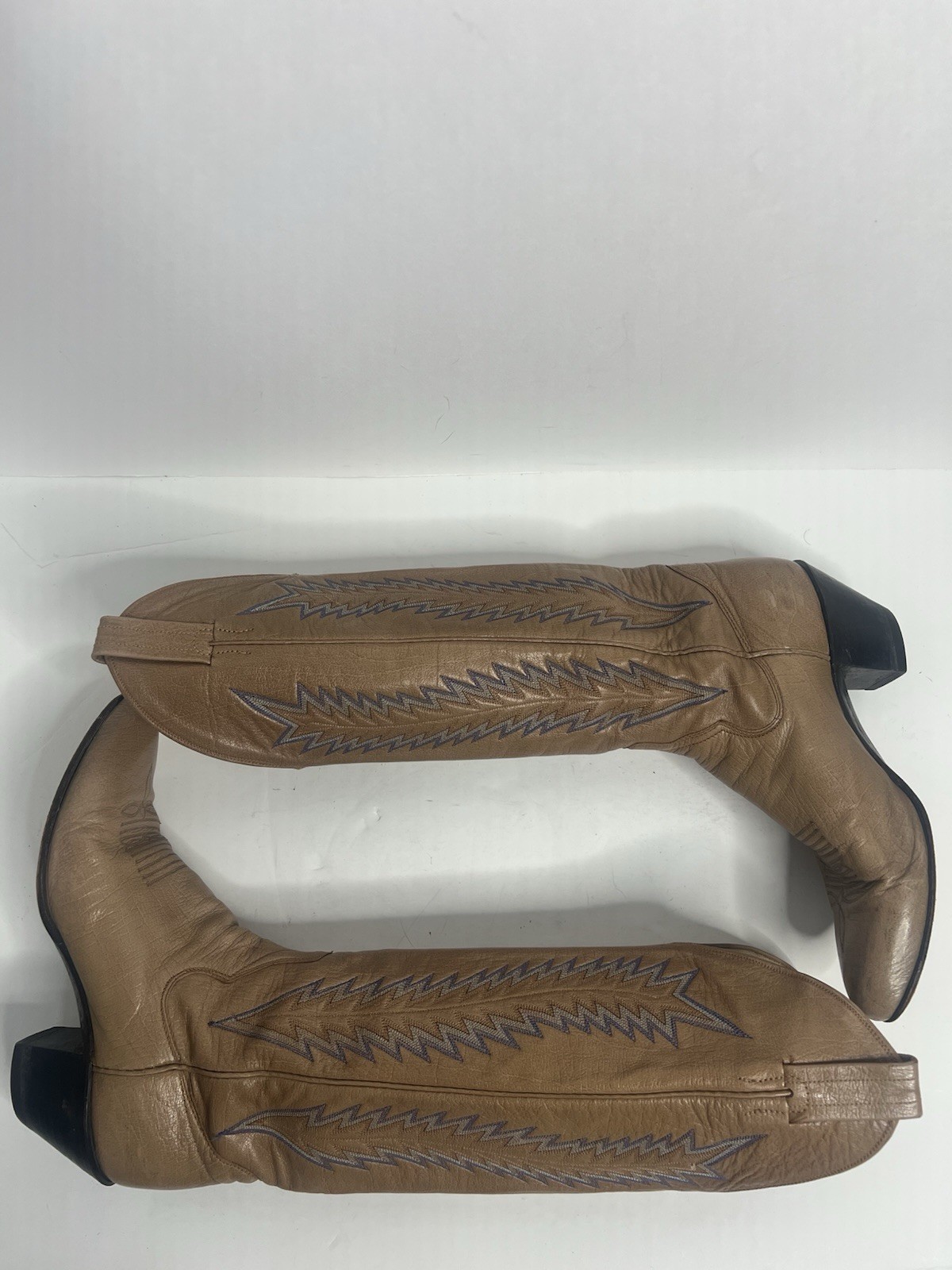 Panhandle Slim Vintage Tan Embroidered Cowboy Boots Size 7A