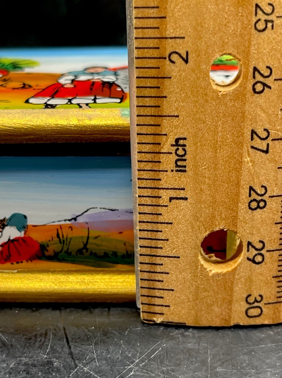 Peru Folk ART Peruvian Village Reverse Glass Painting Wooden Mini Trinket Box