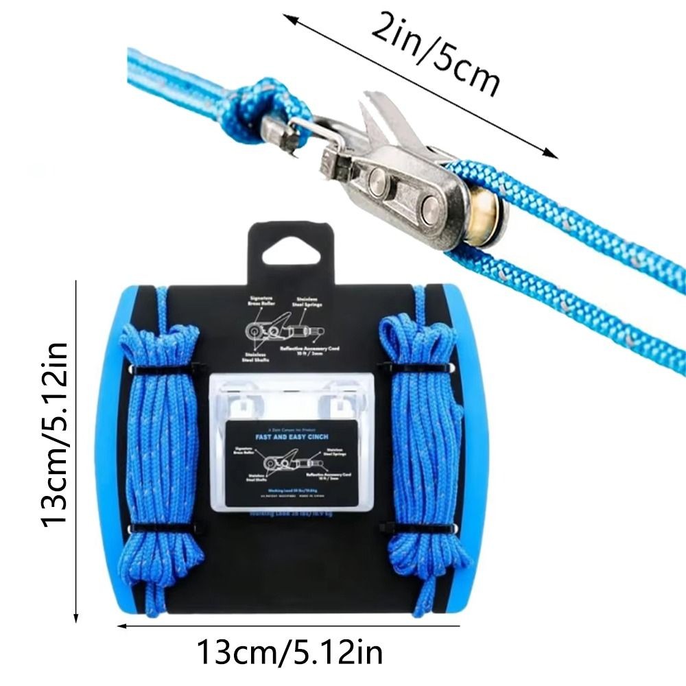 6 Hooks Rope with Roller Tensioner Lock Buckle Tie Down Rope Cargo Tightening