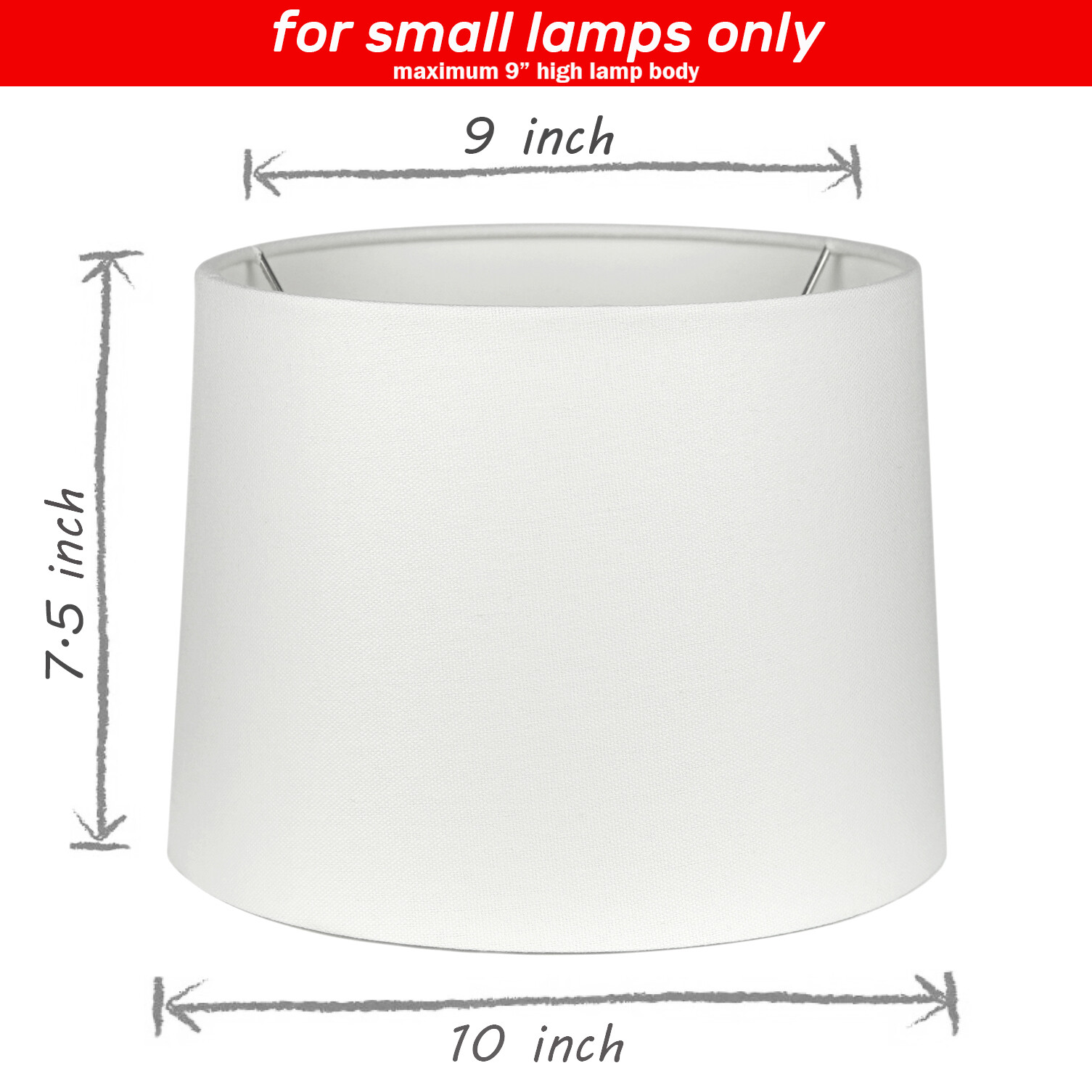 Uno Fitter Off White Fabric Lampshade 9"x10"x7.5" for Small Lamp