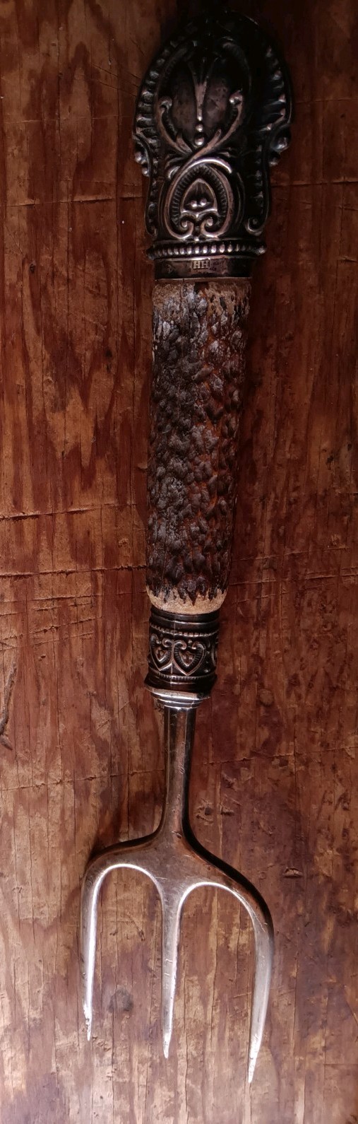 Antique Sterling & Stag Horn English Georgian Era 1798 Bread Fork Solid Beauty