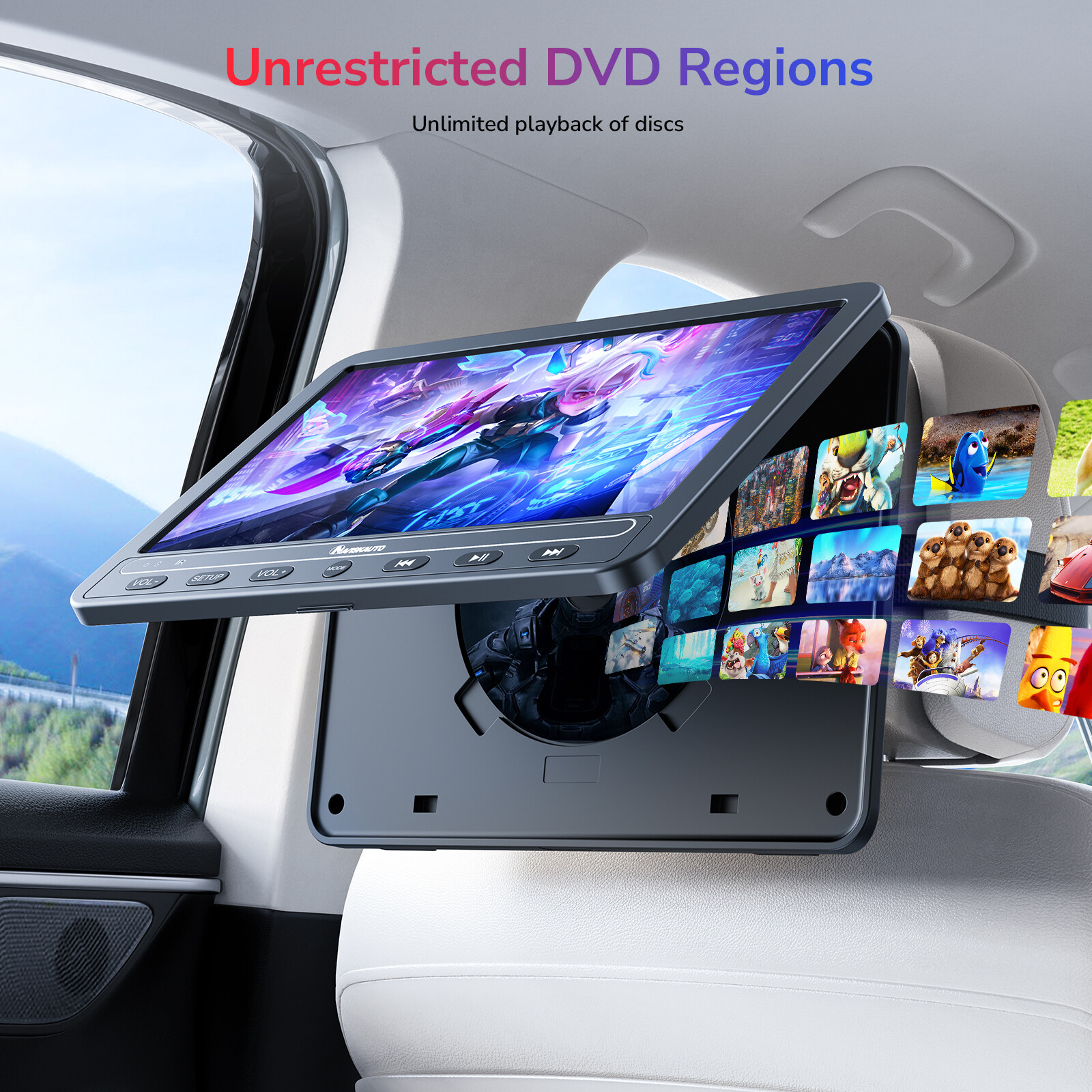 2 x 10.5" Car Headrest Monitor Portable DVD Media Player w/Headsets HDMI USB SD