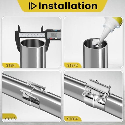 Pcs Exhaust Clamp Butt Joint 304 Stainless Steel Band Lap Joint Band 3.0 inch 2