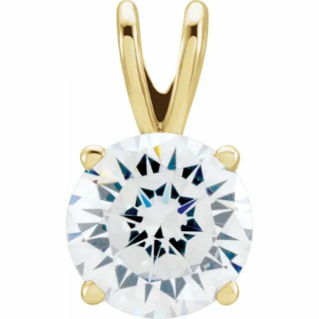 14K Yellow Gold Round Pre-Notched Pendant Setting Solitaire Mount 2.5mm-10.5mm