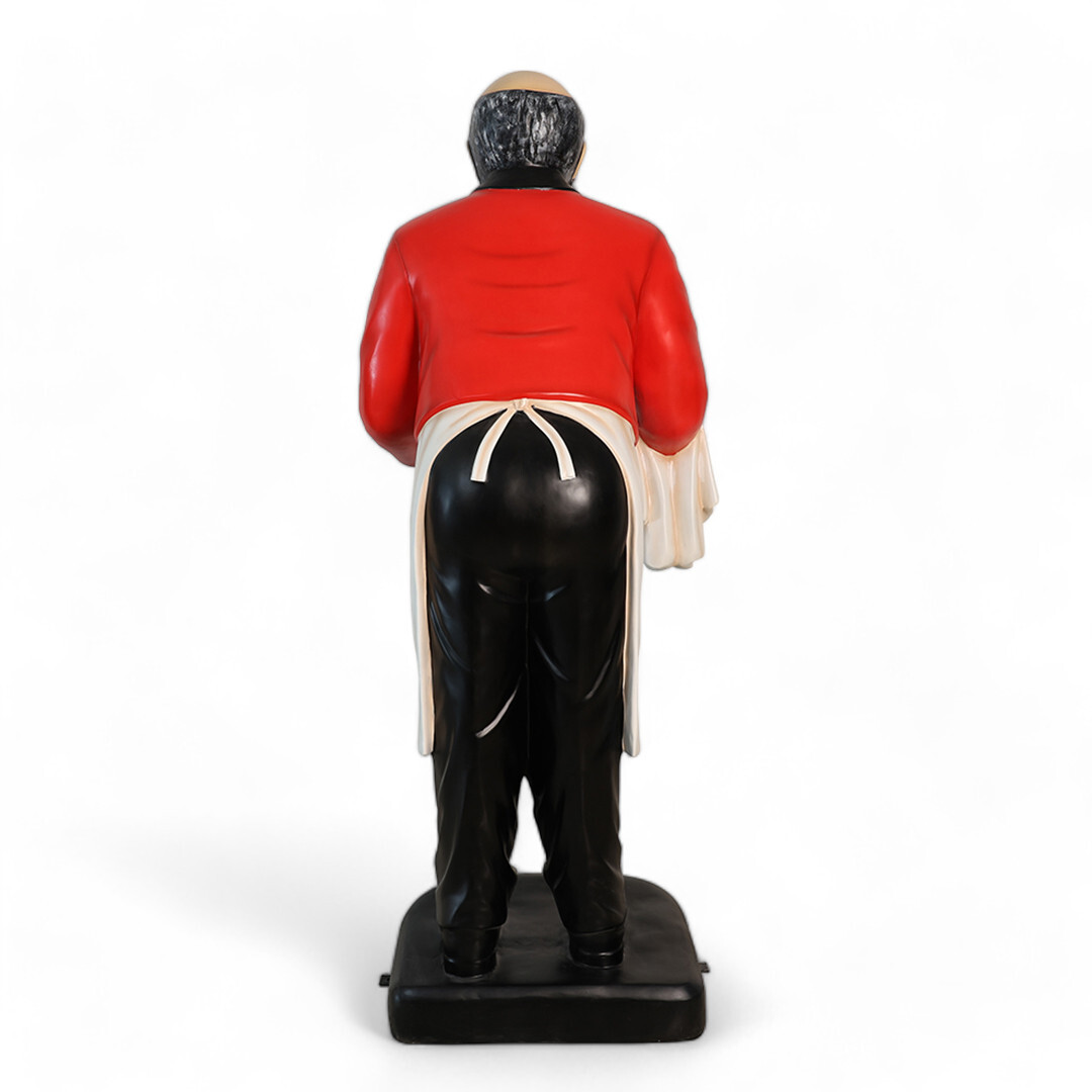 Waiter Old Man Butler Life Size Statue Holding Serving Tray 6FT Indoor & Outdoor