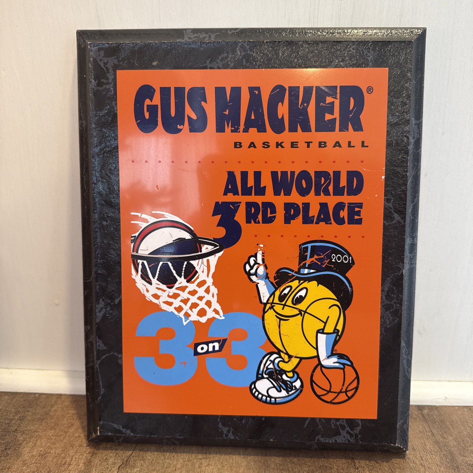 GUS MACKER BASKETBALL 2001 ALL WORLD PLAQUE 3rd PLACE 3 On 3