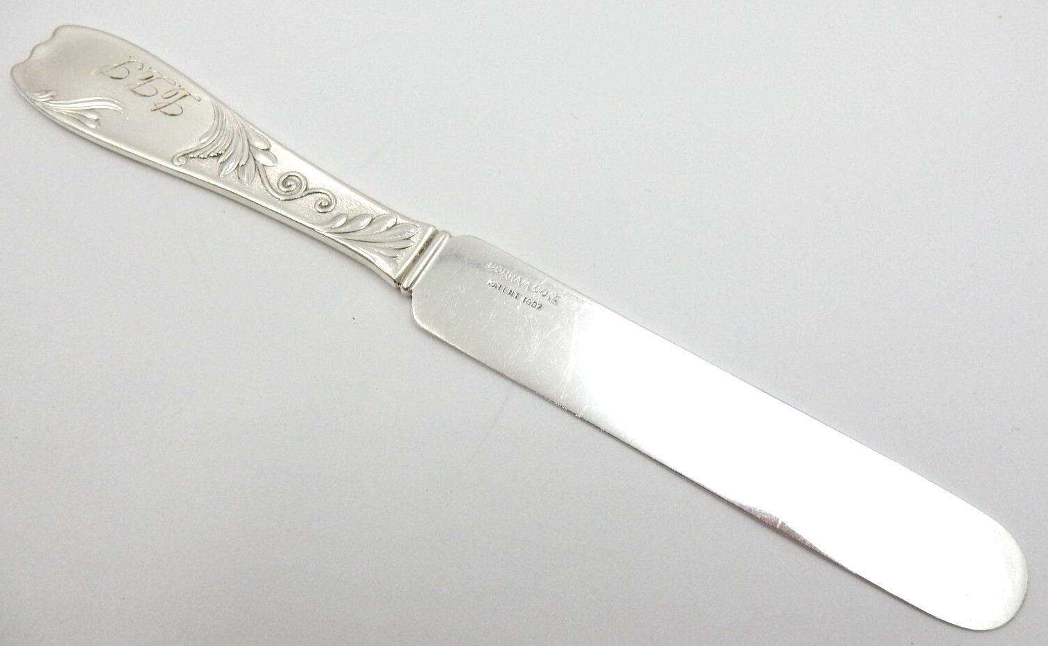 ANTIQUE 1887 GORHAM ROYAL SILVERPLATE VICTORIAN 7-1/2" BUTTER KNIFE, WITH MONO