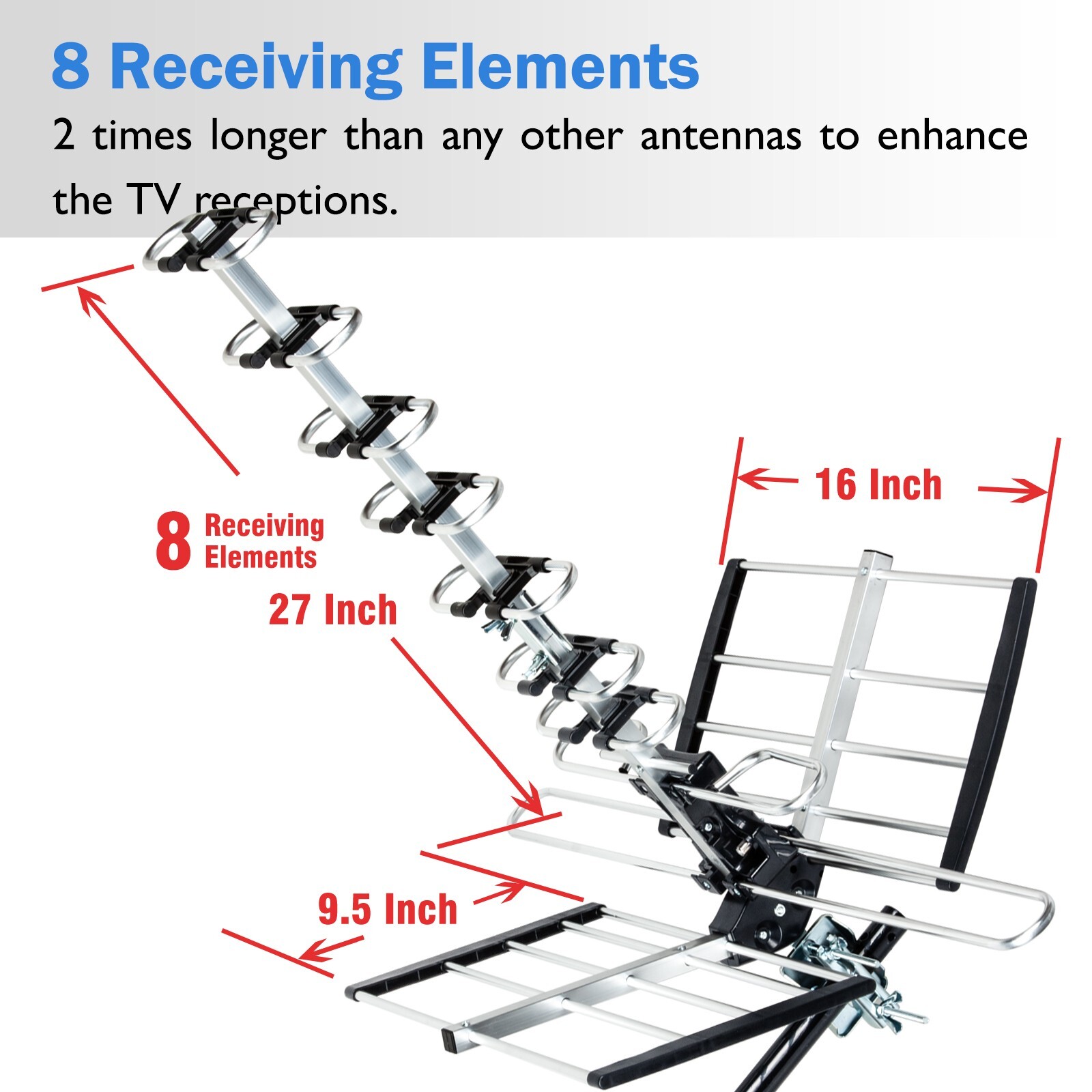 Newly upgraded VHF UHF 4K HDTV Antenna Outdoor 300 Miles Mounting Kit Included