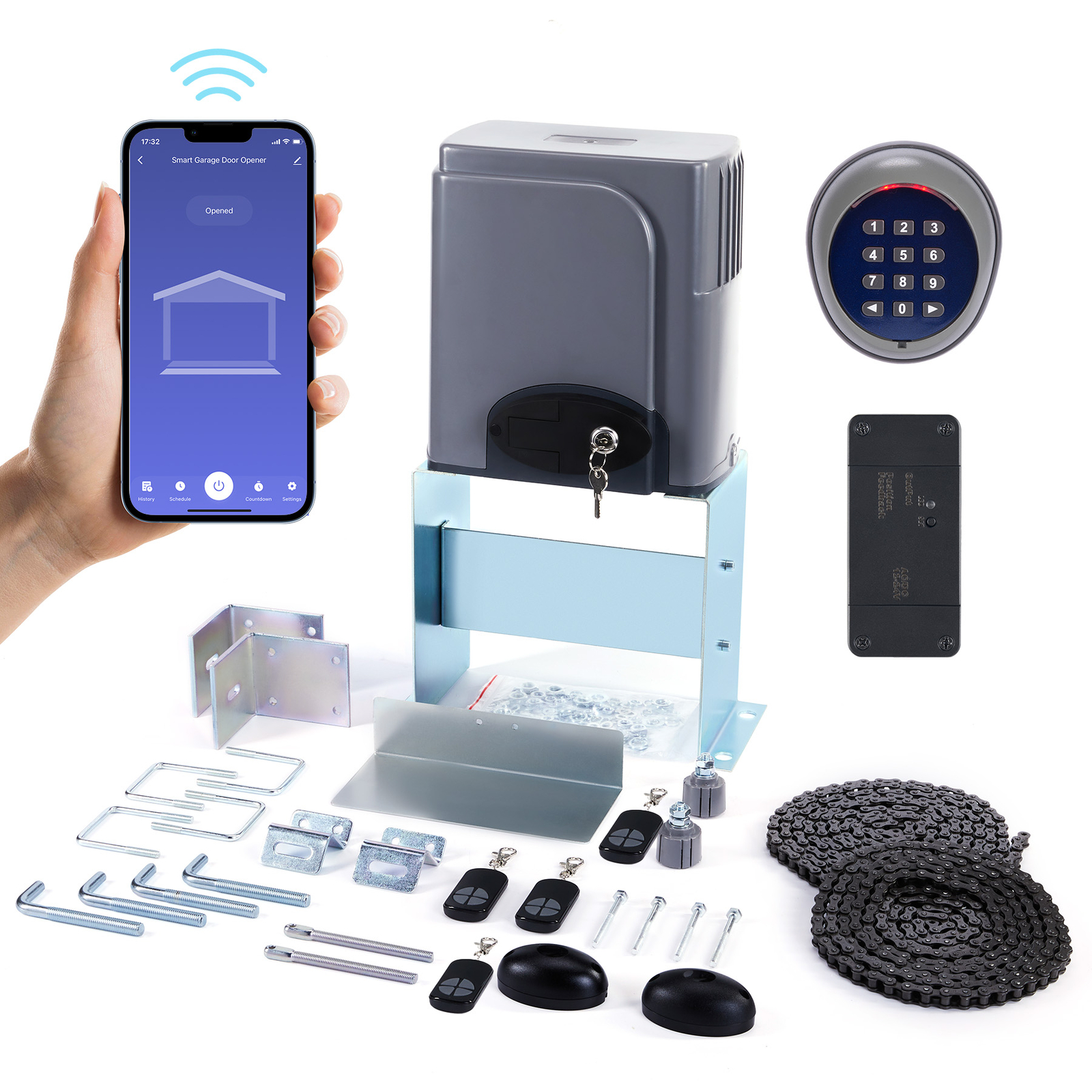 CO-Z 1800lb APP Control Automatic Sliding Gate Opener with Keypad & 4 Remotes