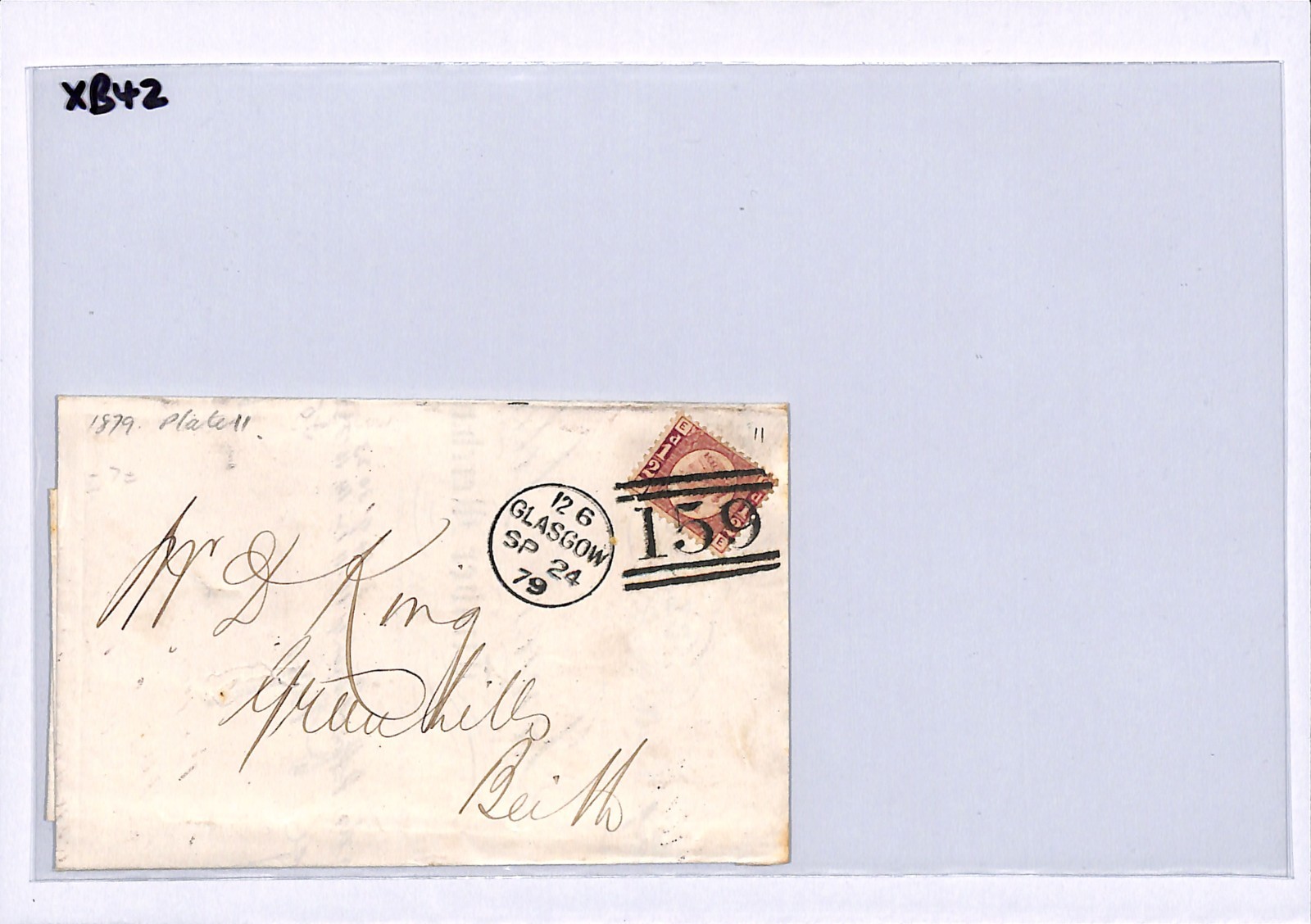 GB QV BANTAM ½d Plate 11 (EE) HALFPENNY Cover Glasgow 1879 Duplex {samwells}XB42