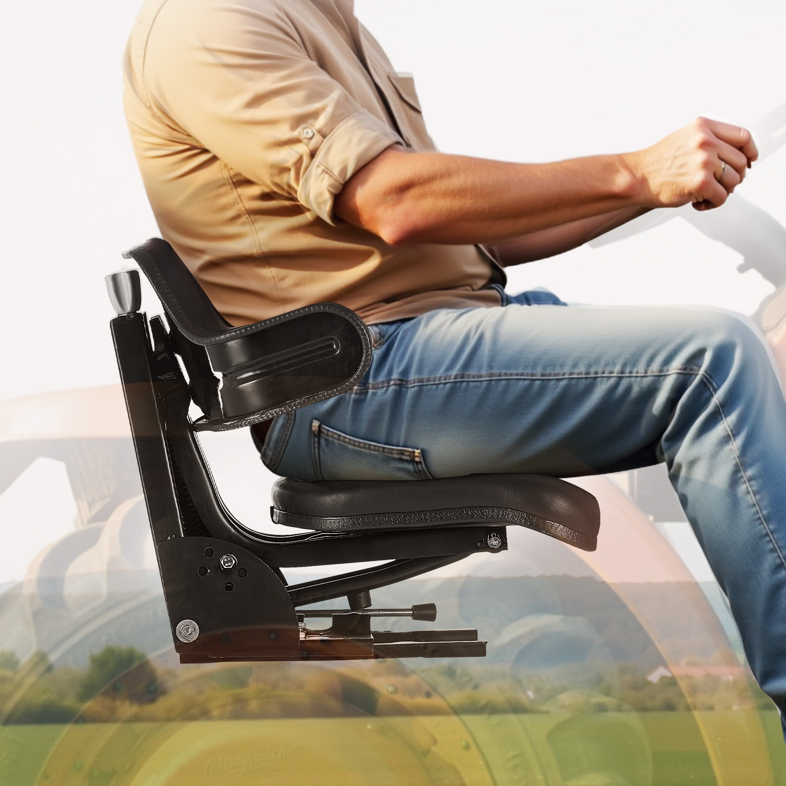 Tractor Suspension Seat Adjustable Forklift Seat Waterproof Seat Mower Digger