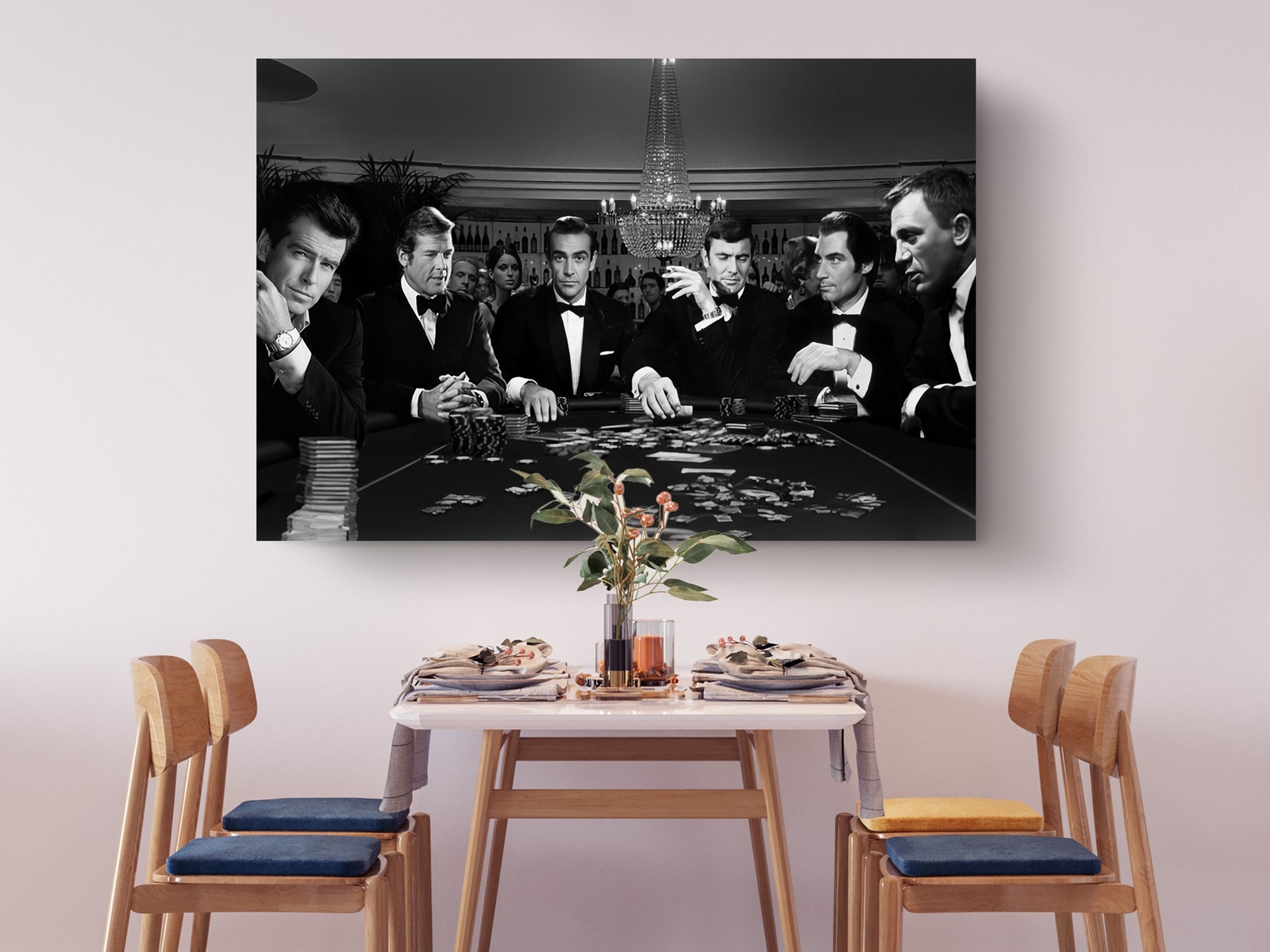 James Bond at the Poker Table Enjoying Gambling - Canvas Print