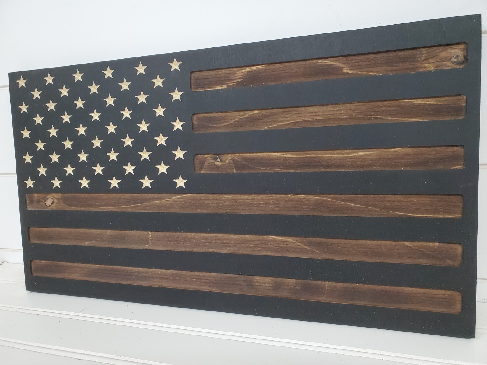 Dark Rustic | Hidden Gun Storage | Engraved American Concealment Flag | Safe