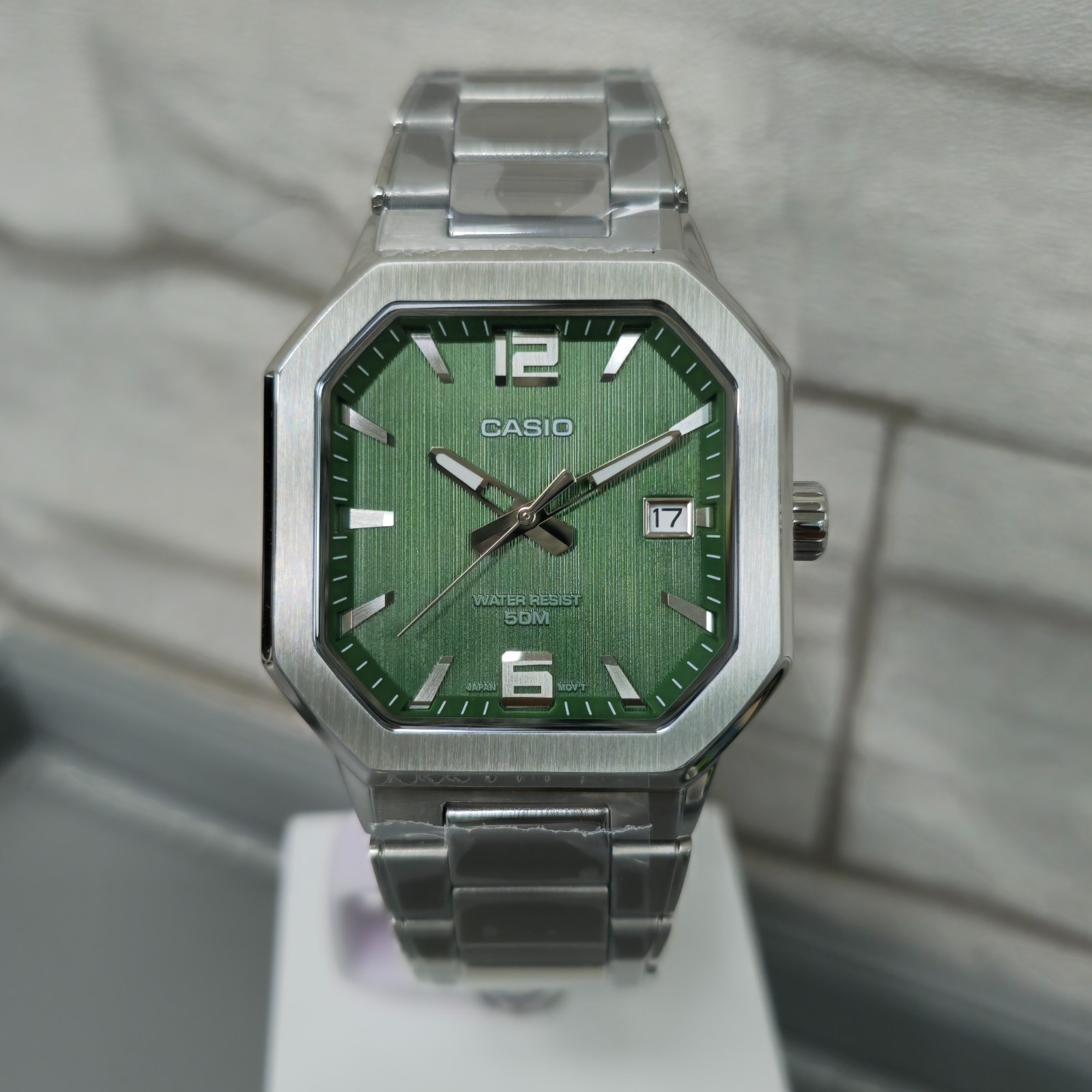 CASIO MTP‑B195 Series MTP-B195D-3A Green Dial Analog 38 mm Men’s Watch