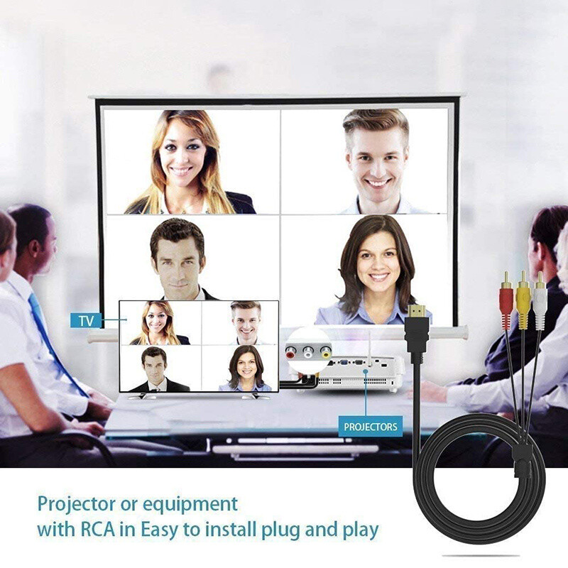 1080P HDMI Male to 3 RCA S-video AV Audio Cable Cord Adapter for TV HDTV DVD US