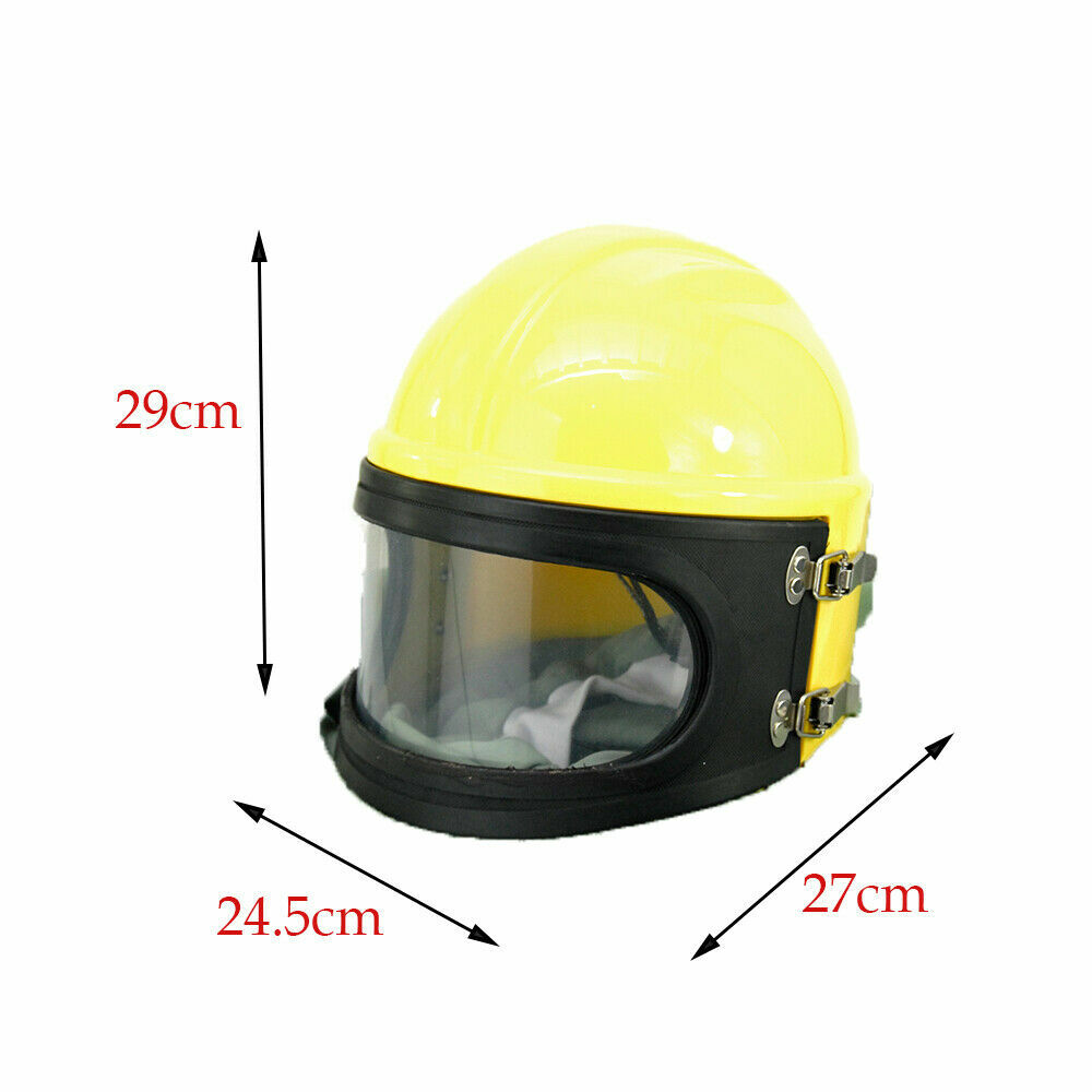 AIR FED Supplied Safety Sandblast Helmet Sand Blast Hood Protector Yellow+10Lens