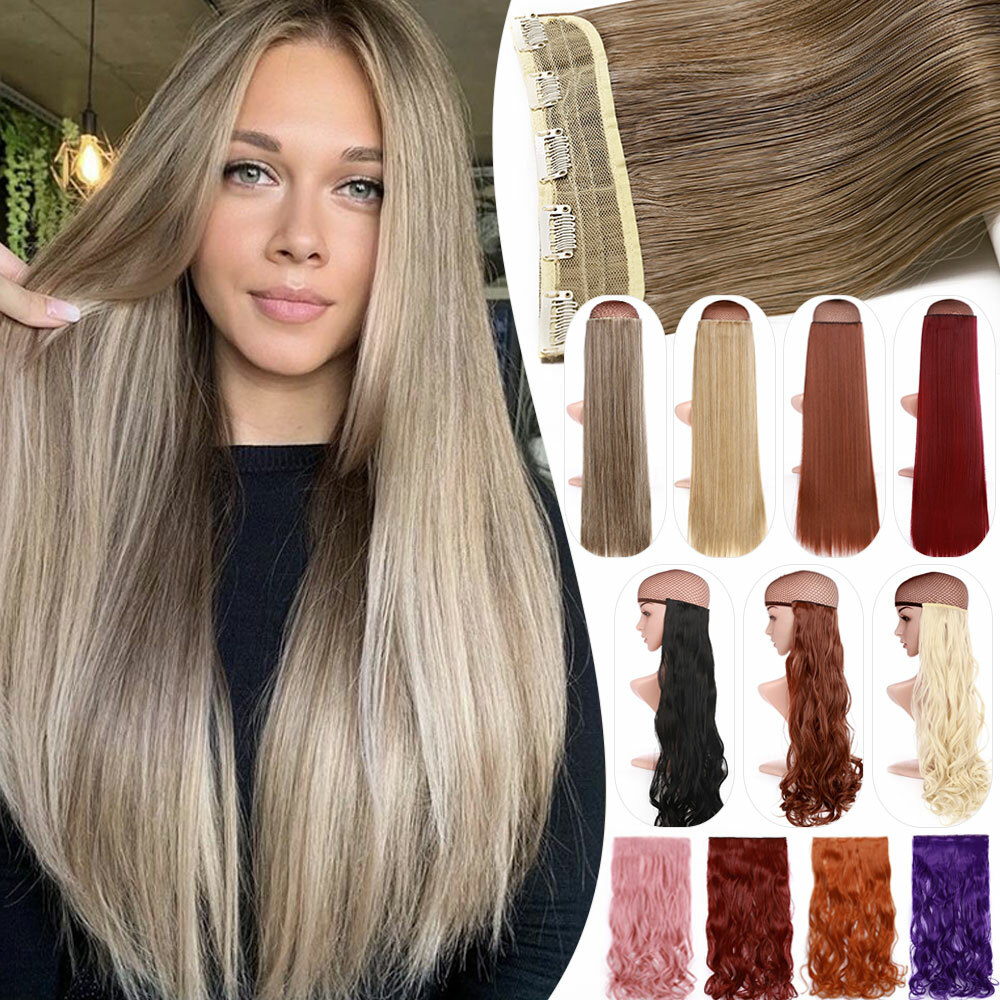 One Piece THICK 100% Real Natural Clip in Hair Extensions Full Head as human USA