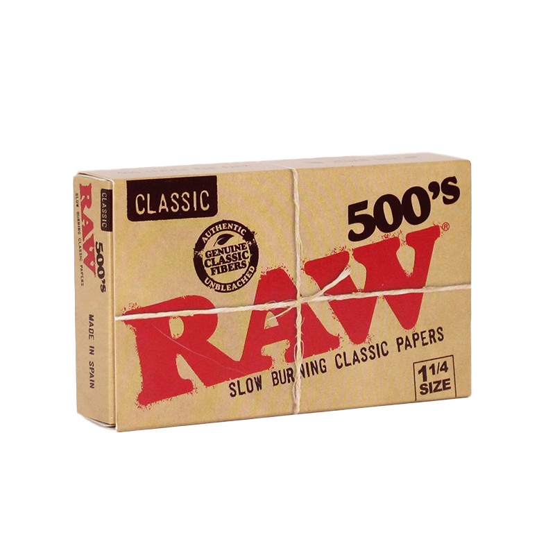 RAW 500's Classic 1¼ Natural Unrefined Rolling Paper - 1 Pack of 500 Papers