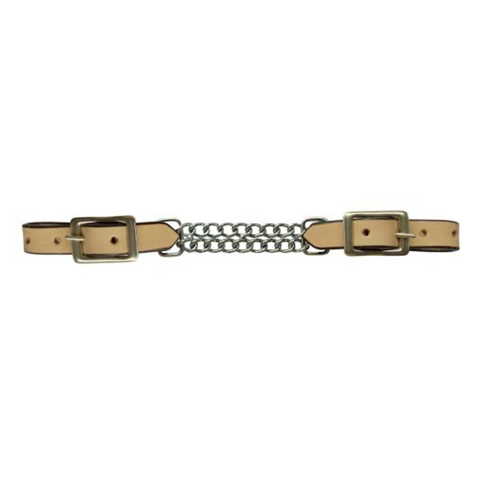 Leather curb double chain strap by Saddles & Such